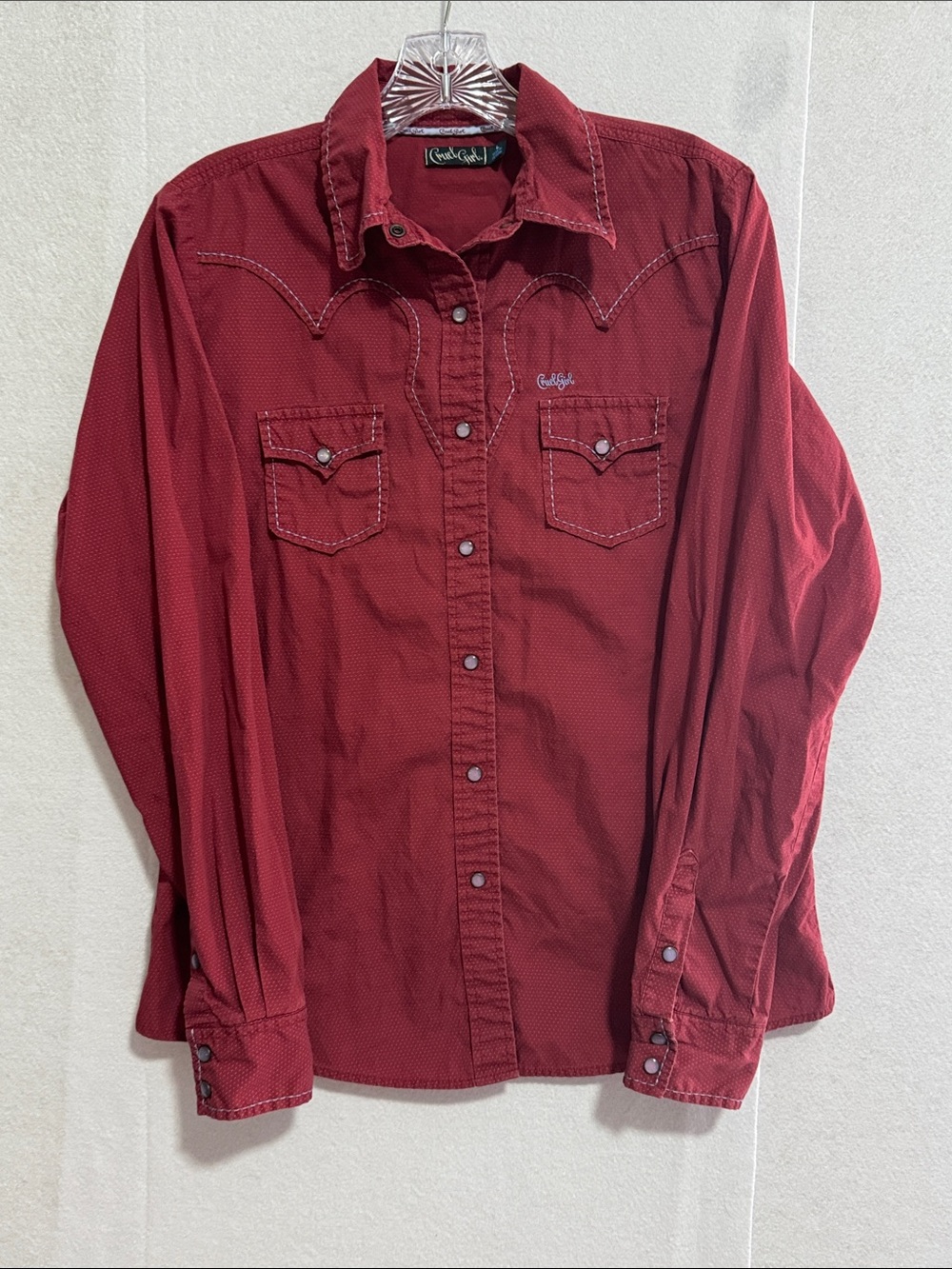 Cruel Girl Burgundy Western Snap-Front Button Down Shirt